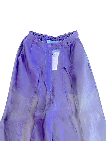 Silk Organza Resort Pants with Thigh-high Slits