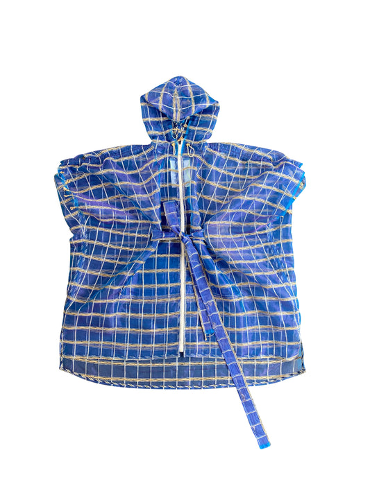 Artisanal 'Pool-net' Silk Organza with Embedded Ropes Hoodie