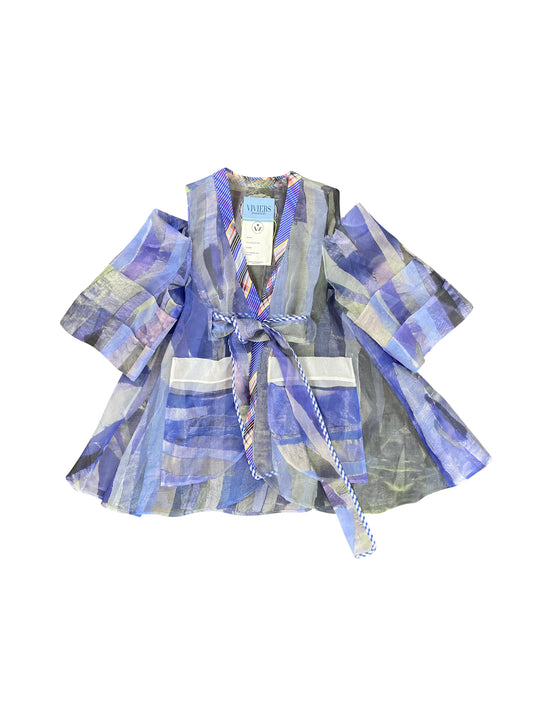 Artisanal Silk Organza Resort Mini Wrap Dress