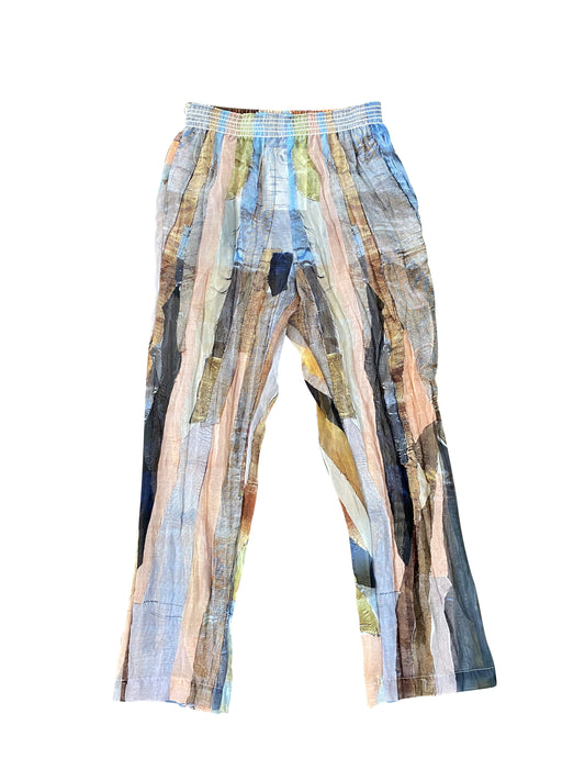 Viviers 'Abstract Scrap' Printed on Deadstock Chiffon Pants