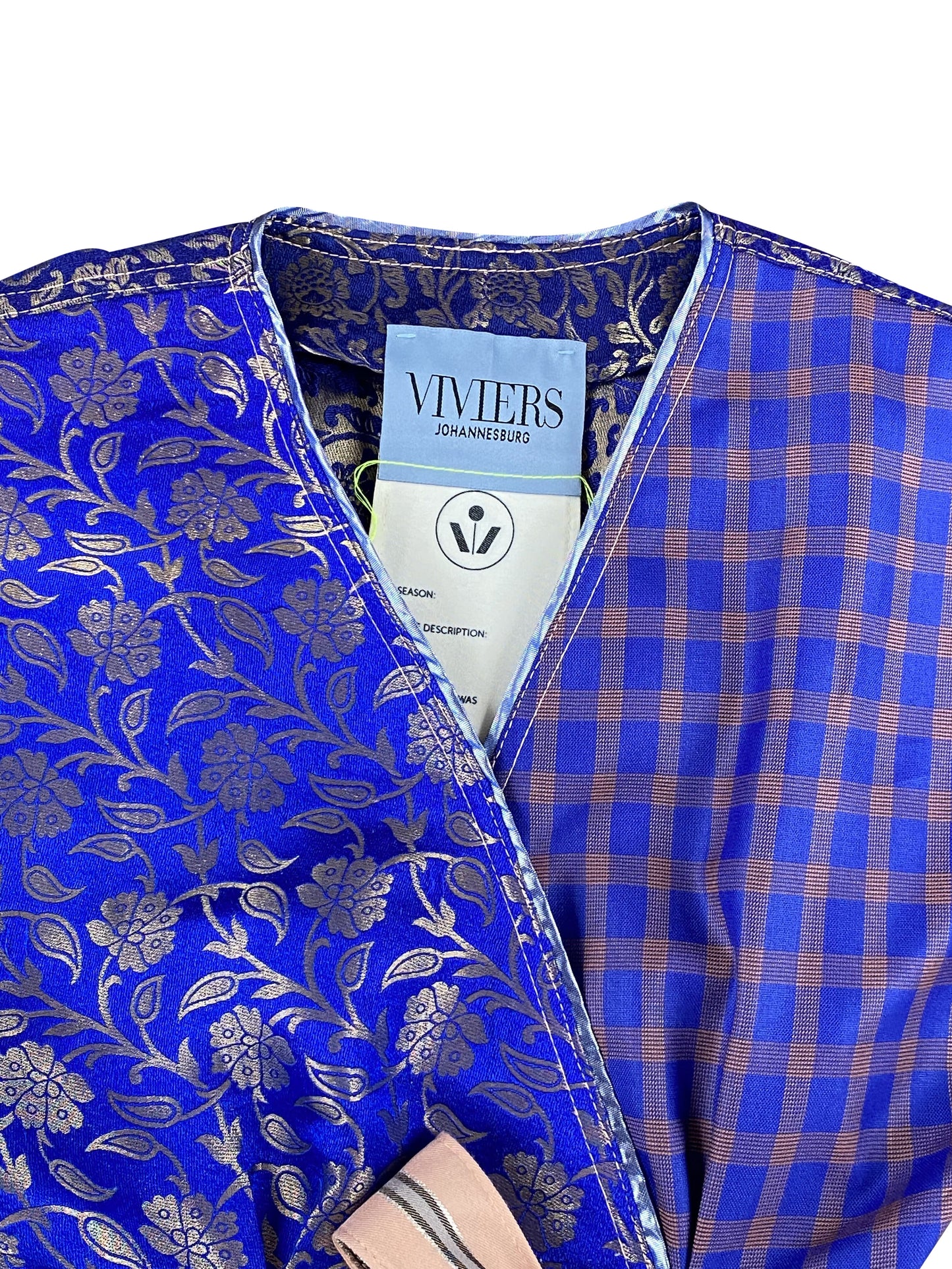 Cobalt Blue Silk Brocade Wrap Top