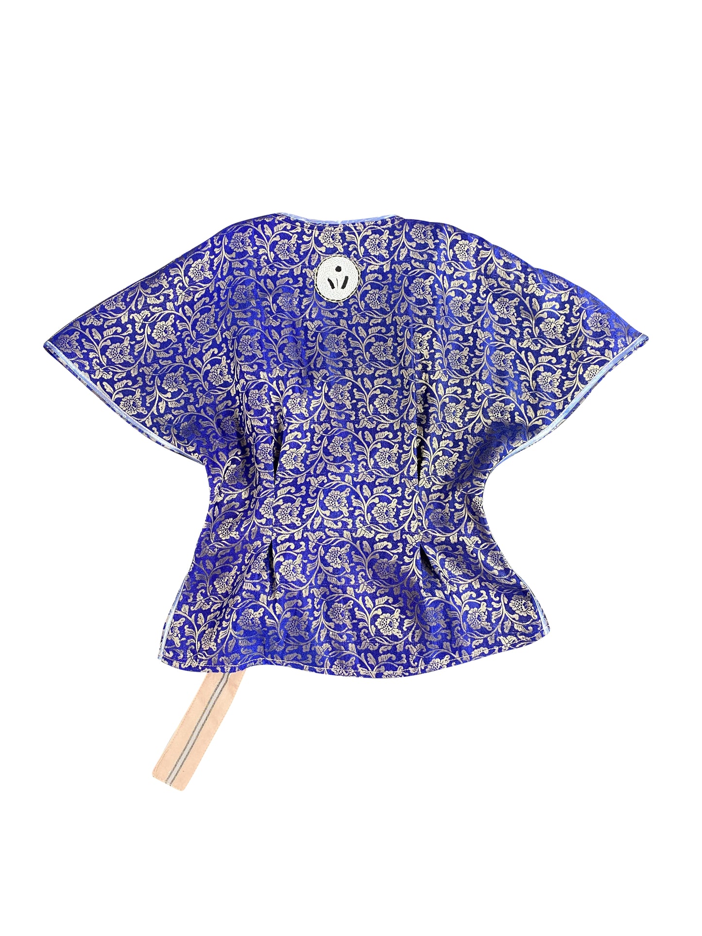 Cobalt Blue Silk Brocade Wrap Top