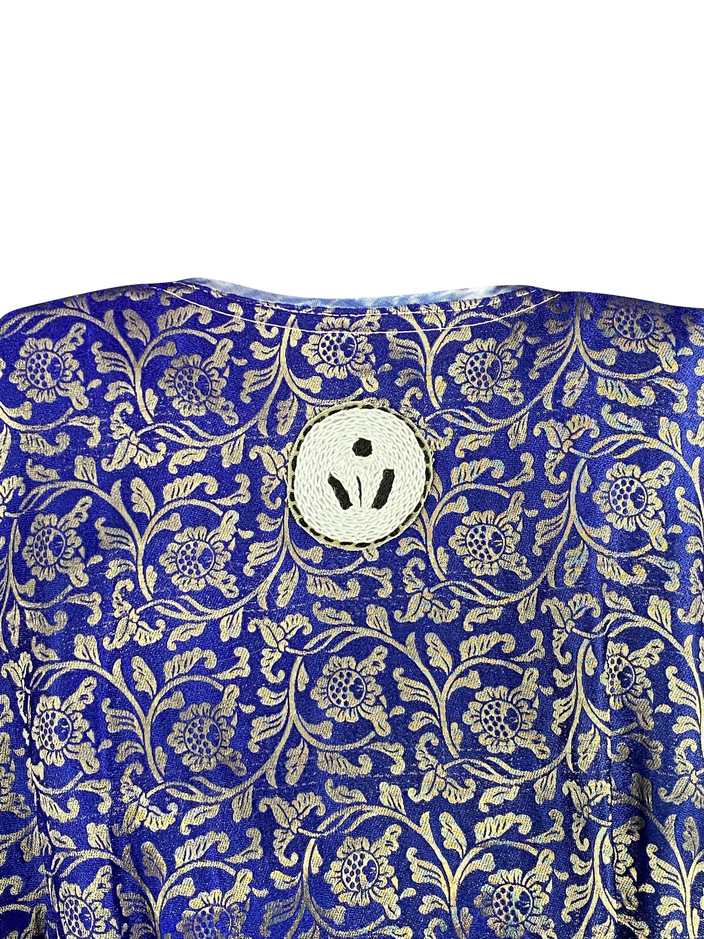 Cobalt Blue Silk Brocade Wrap Top
