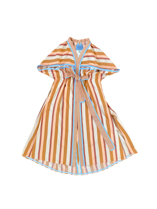 Striped Cotton Rayon 'Sandy Dunes' Hybrid Kimono Cape