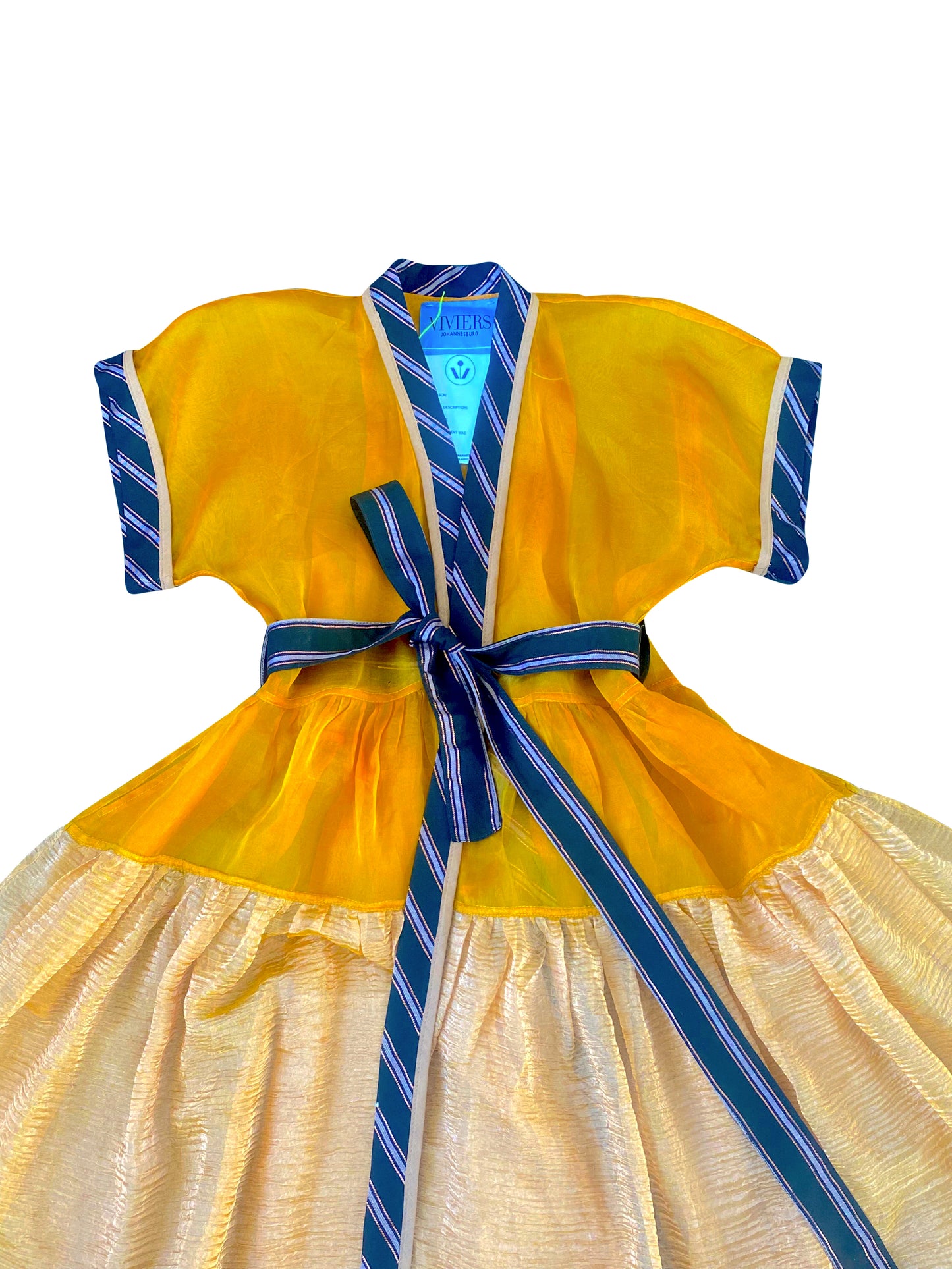 Signature Silk Lamé 'Sunset' Wrap Dress with Hand-Embroidery Stitches