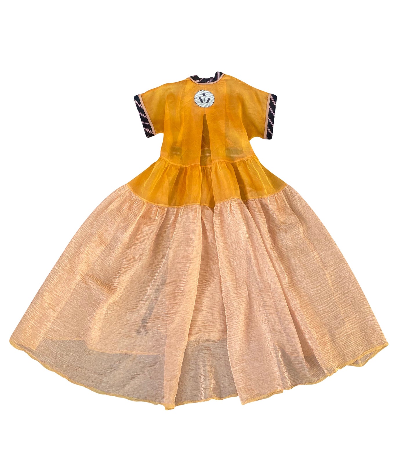 Signature Silk Lamé 'Sunset' Wrap Dress with Hand-Embroidery Stitches