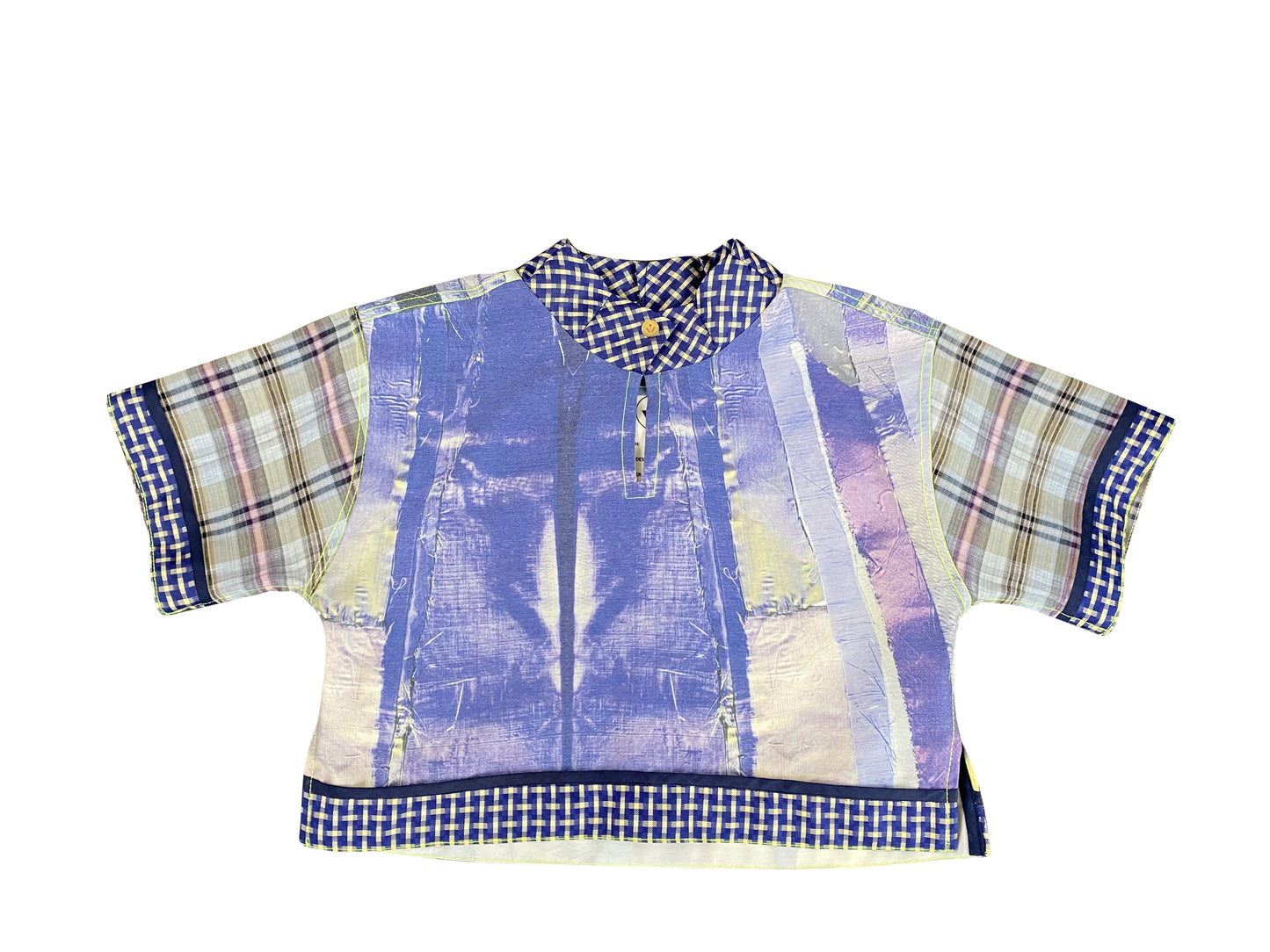 Abstract-Scrap Printed Deadstock Synthetic Crop Top