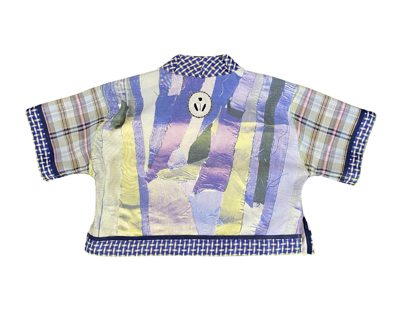 Abstract-Scrap Printed Deadstock Synthetic Crop Top