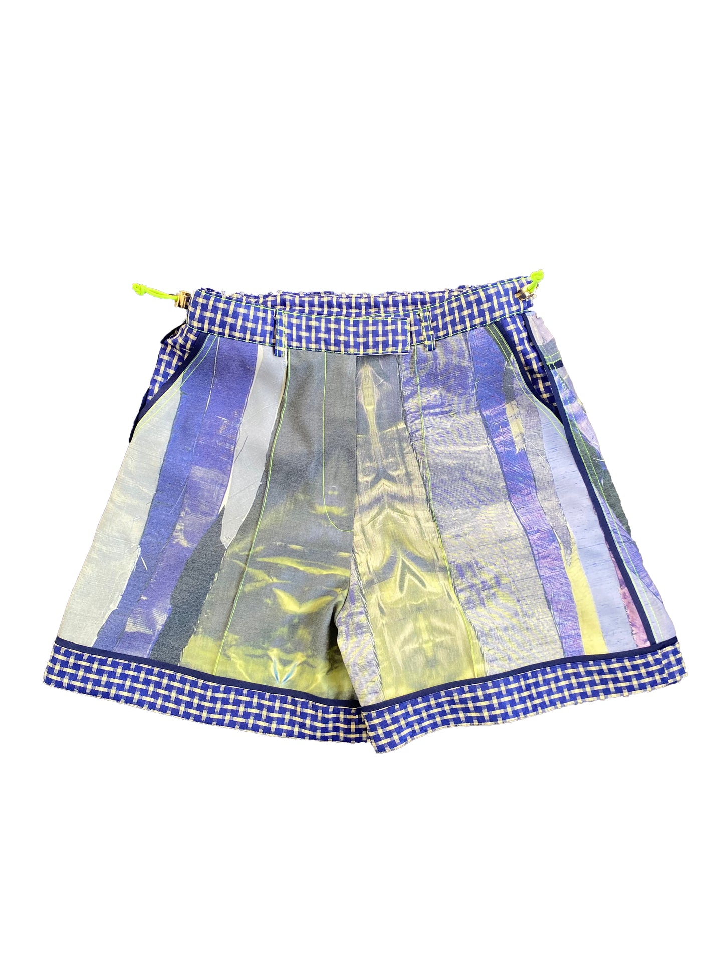 Abstract-Scrap Printed Deadstock Synthetic Tailored Shorts