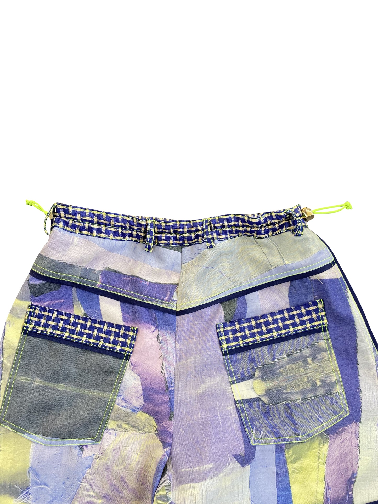 Abstract-Scrap Printed Deadstock Synthetic Tailored Shorts
