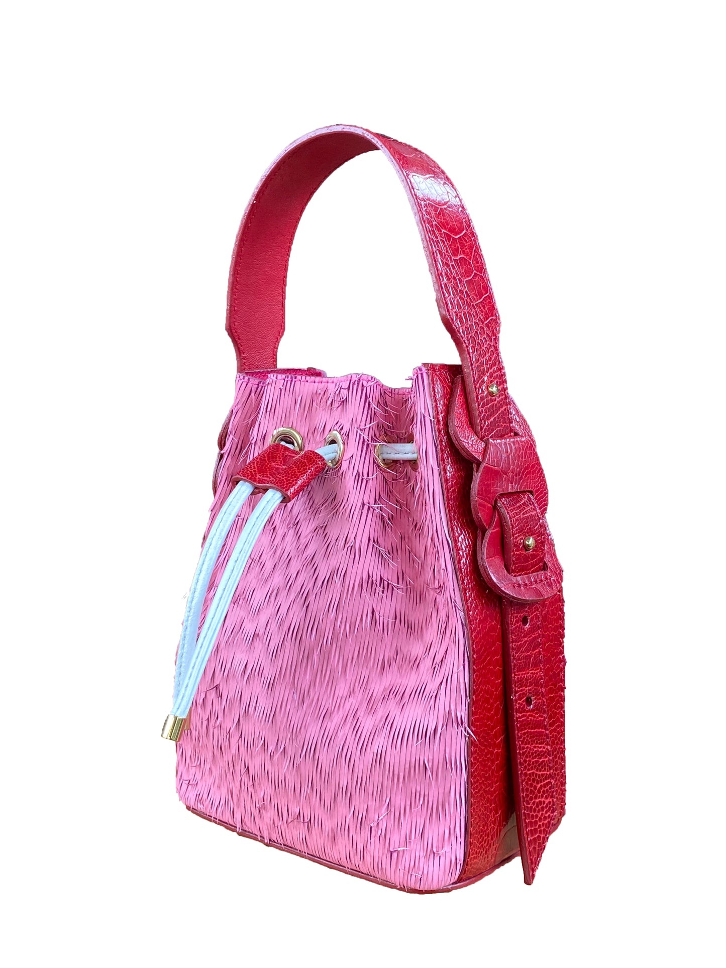 Artisanal 'Trixie' Drawstring bag in Deadstock Leather