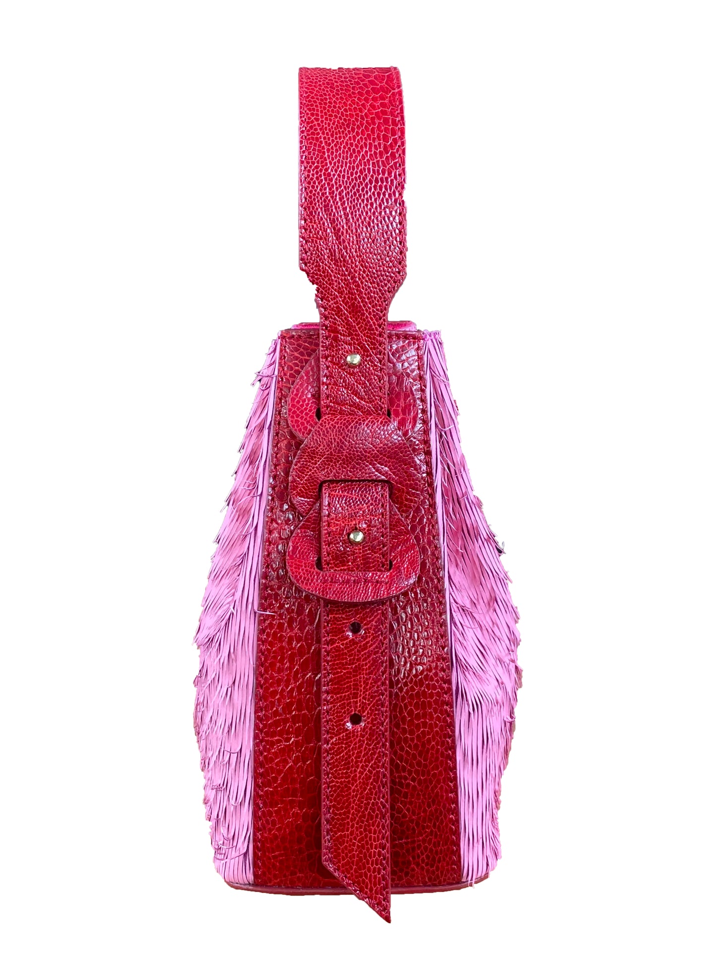 Artisanal 'Trixie' Drawstring bag in Deadstock Leather