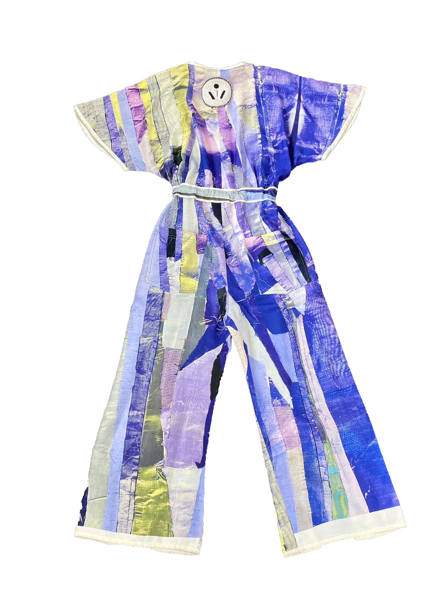 Abstract-Scrap Artisanal Wide-Leg Jumpsuit