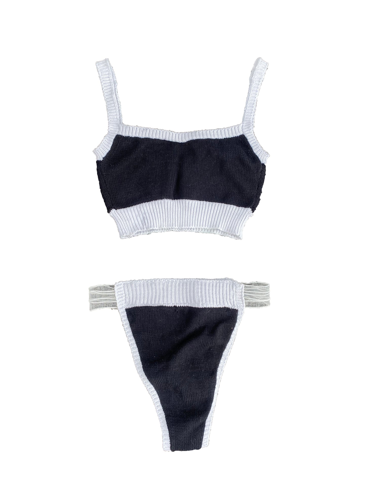 Black & White Knitted Bikini Set