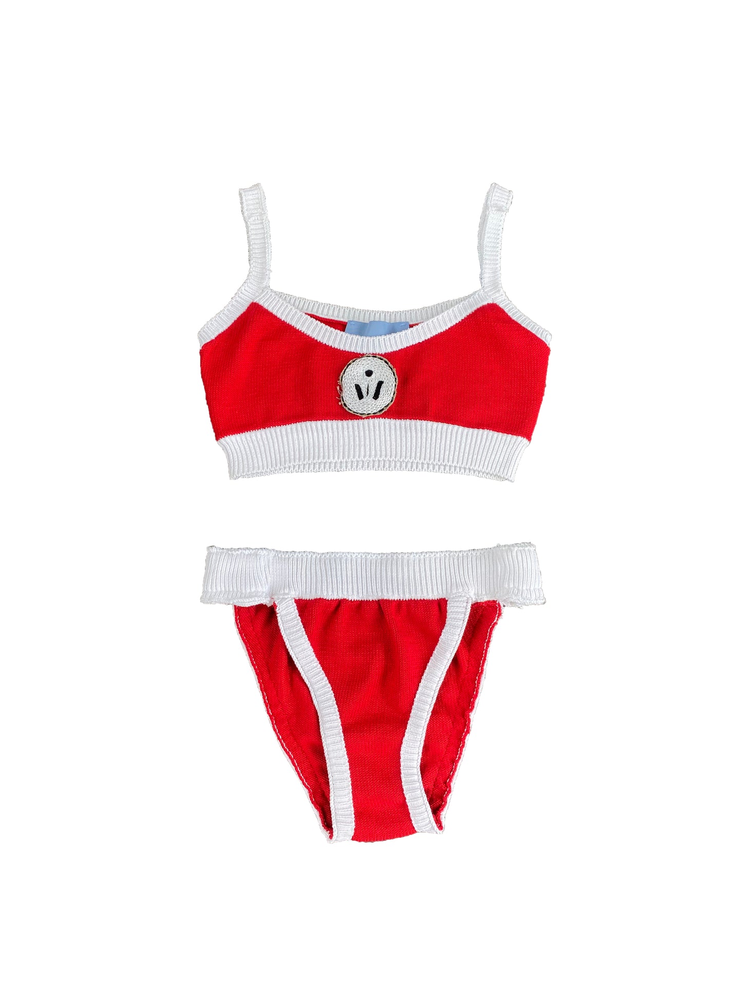 Red & White Knitted Bikini Set