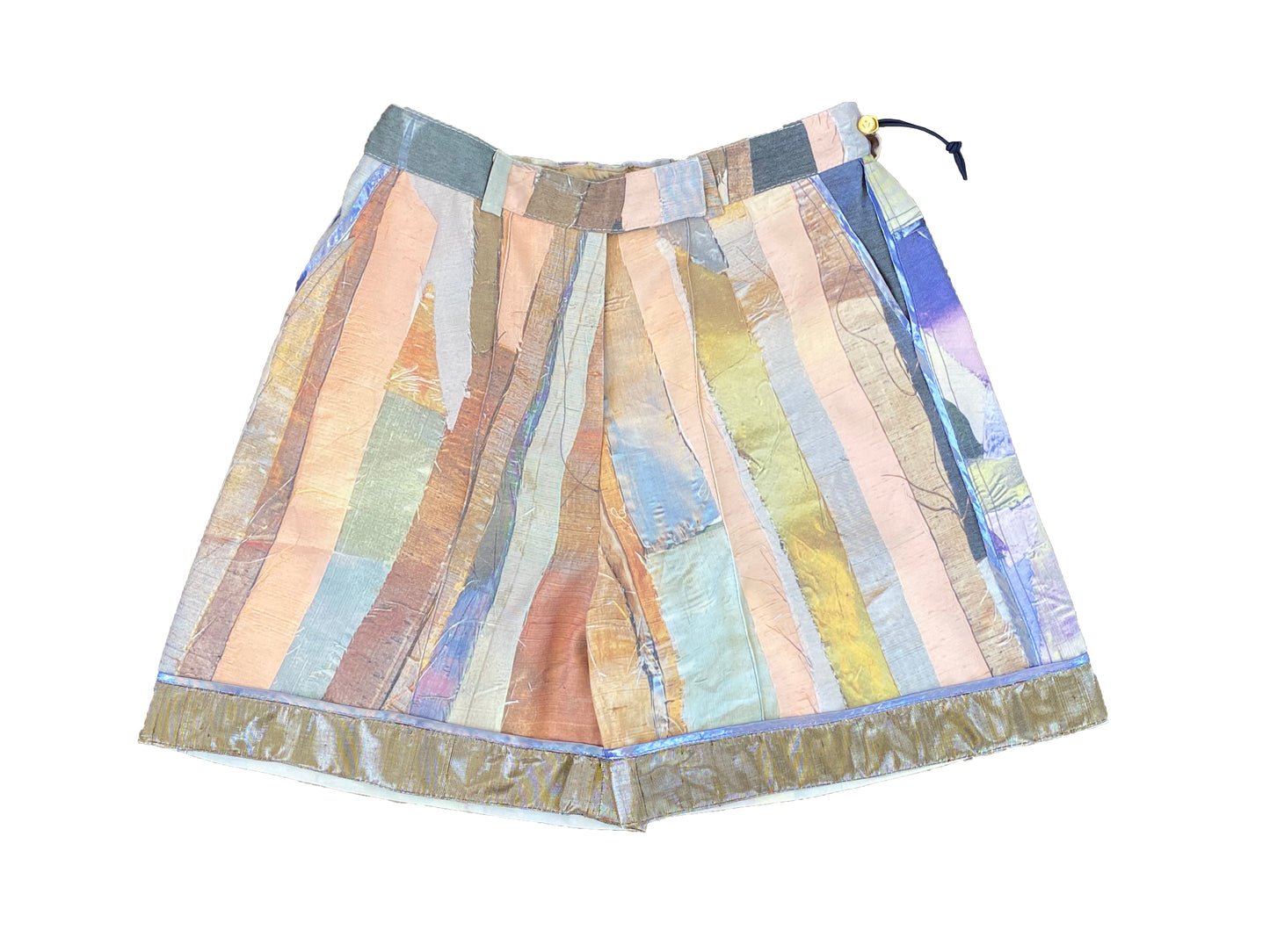 Abstract-Scrap Printed Deadstock Synthetic Tailored Shorts