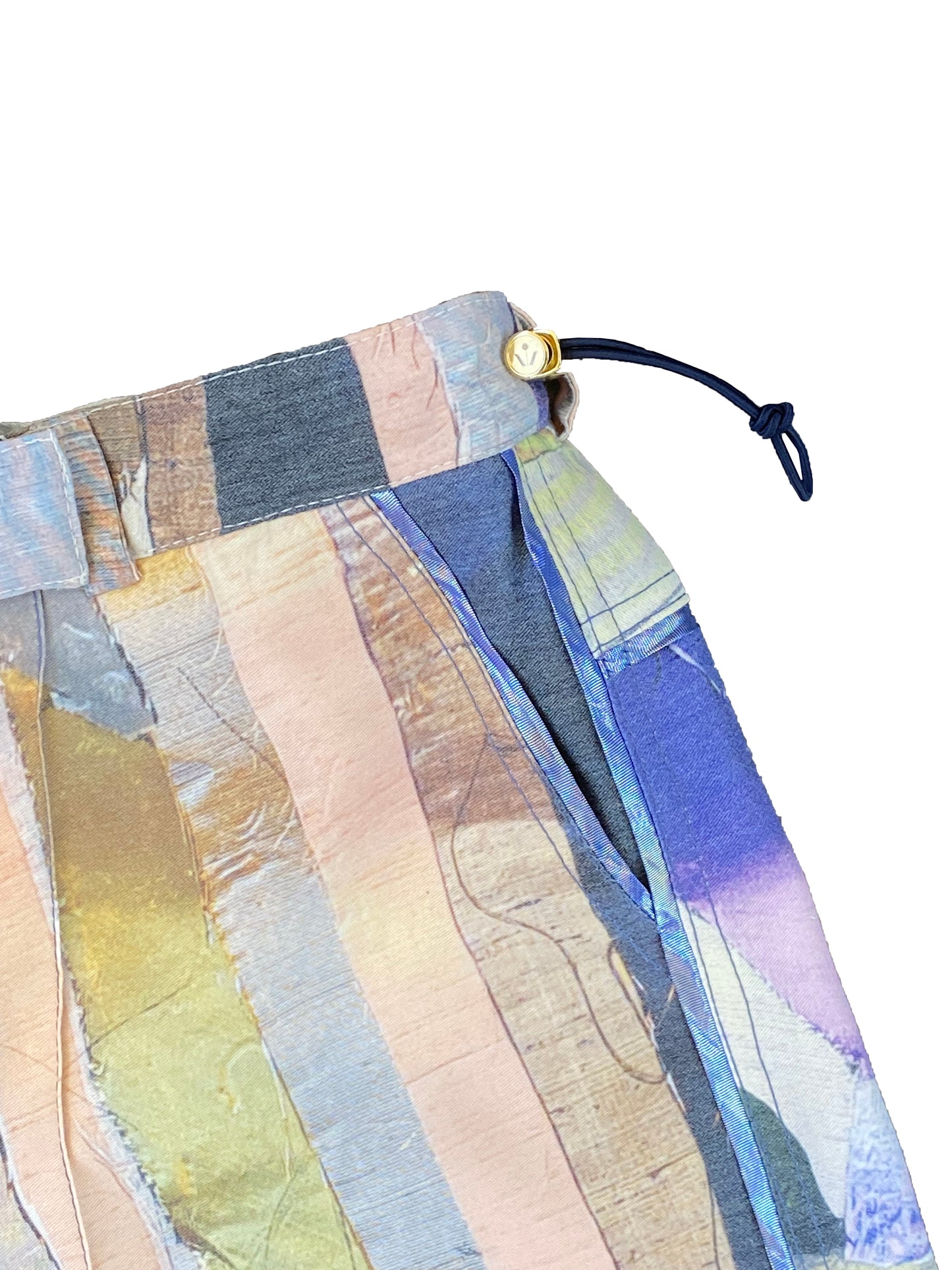 Abstract-Scrap Printed Deadstock Synthetic Tailored Shorts