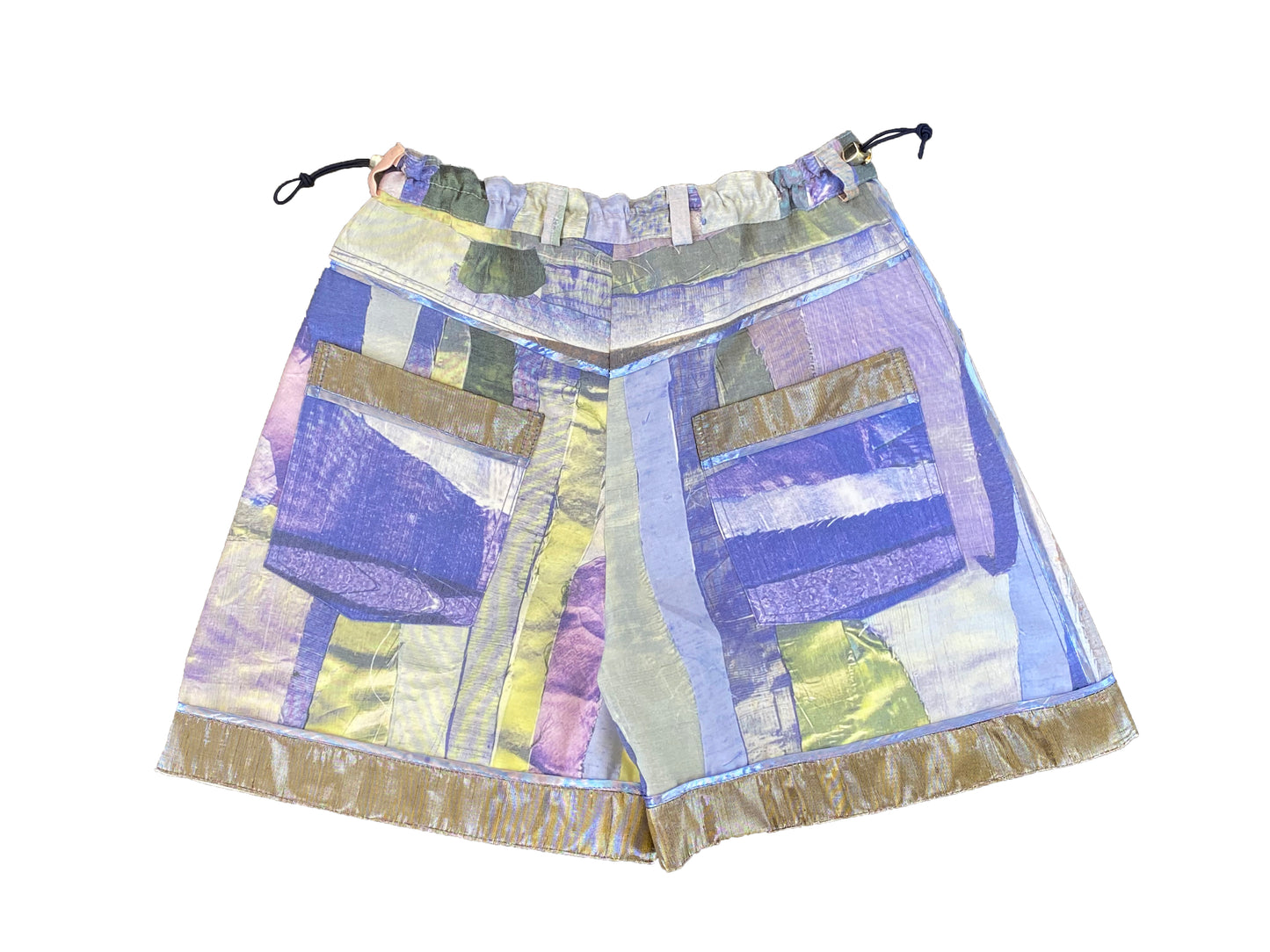 Abstract-Scrap Printed Deadstock Synthetic Tailored Shorts