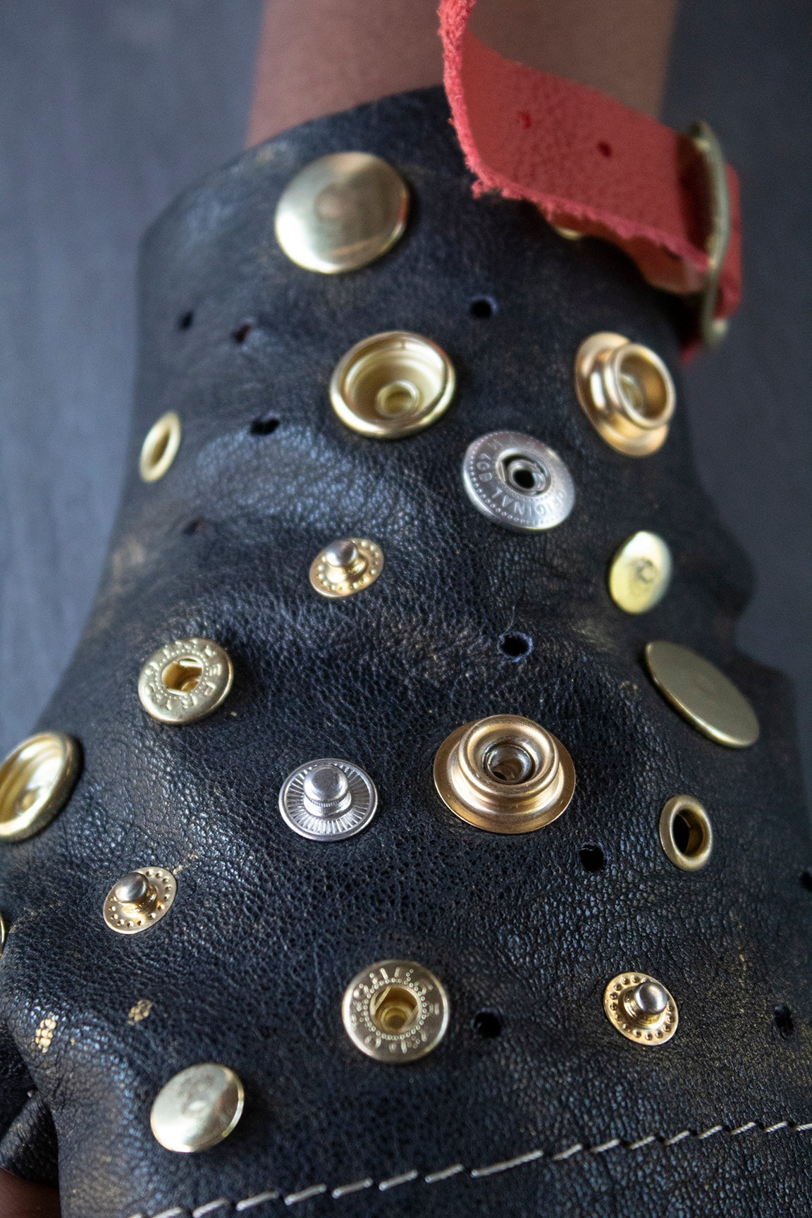 Black Short Studded Fingerless Glove