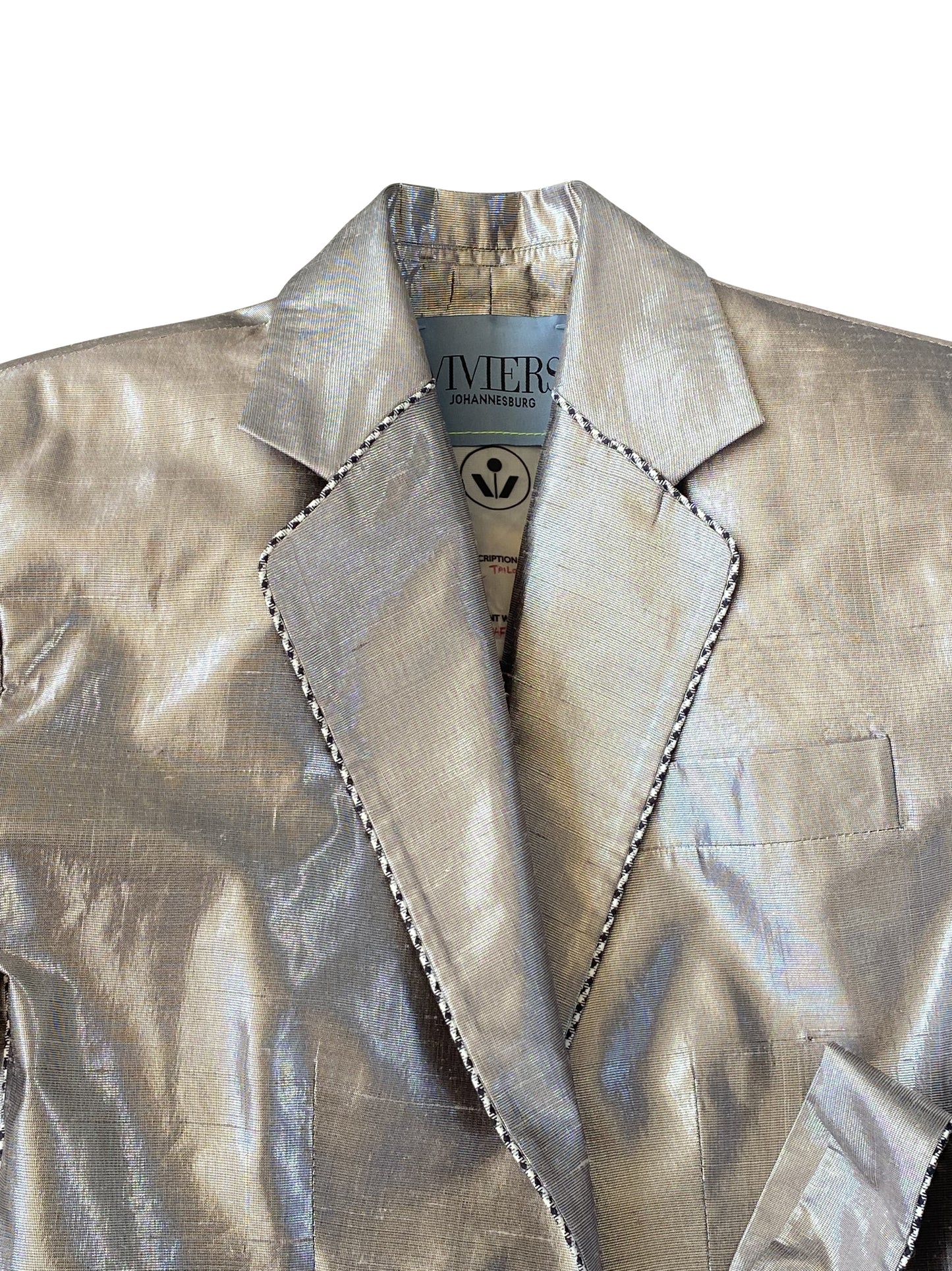 Silver Silk Lamé Tailored Jacket