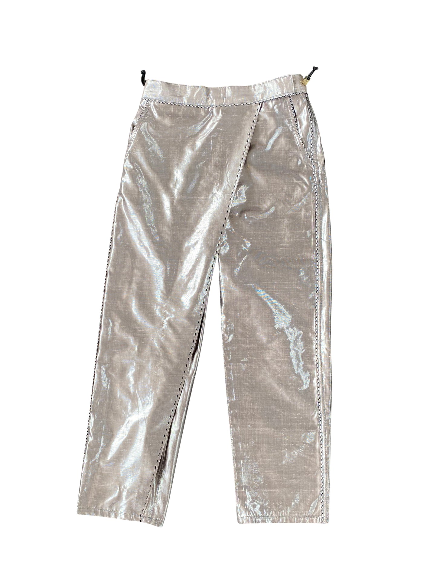 Silk Lamé Hand Embroidered Wrap Pants