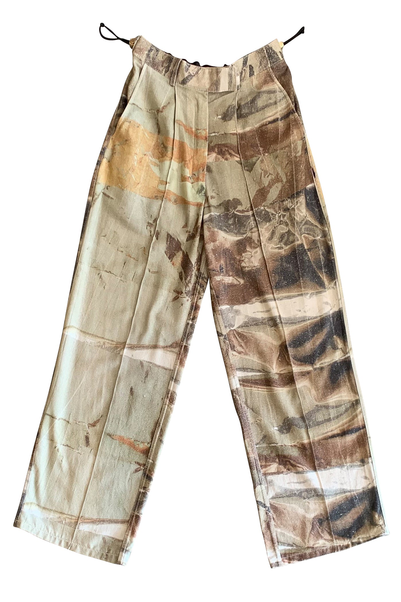 META FOIL VIVIERS RAW SILK TROUSERS