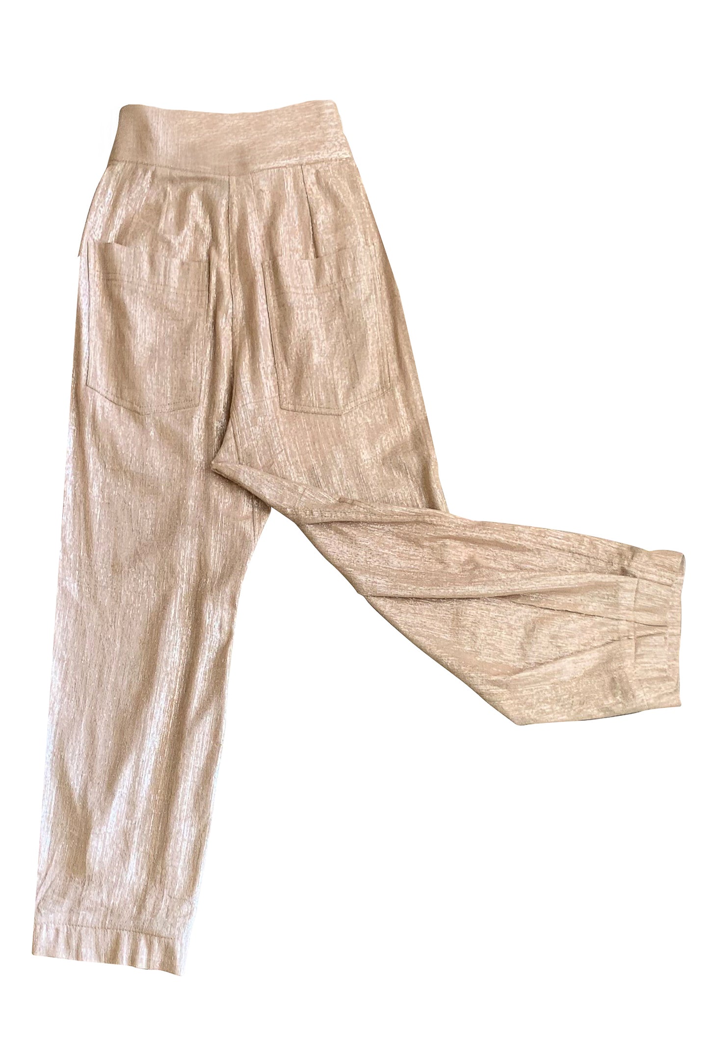 TWINKLE RAW SILK LAMÉ TAILORED PANTS
