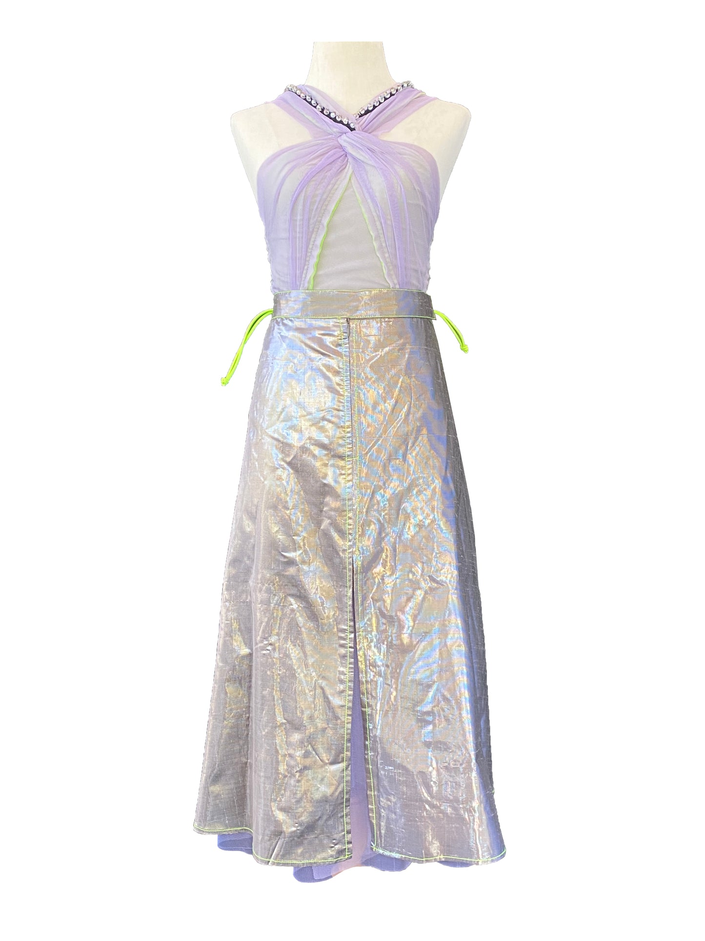 Metallic Silk Lamé A-line Skirt