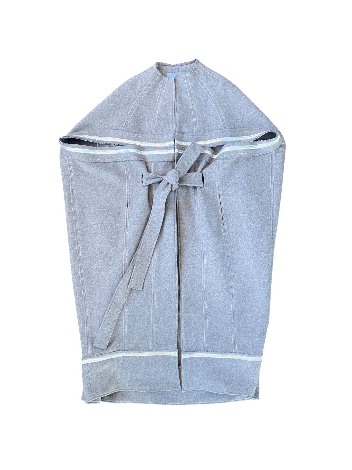 Grey Boiled-Wool Cocoon Coat