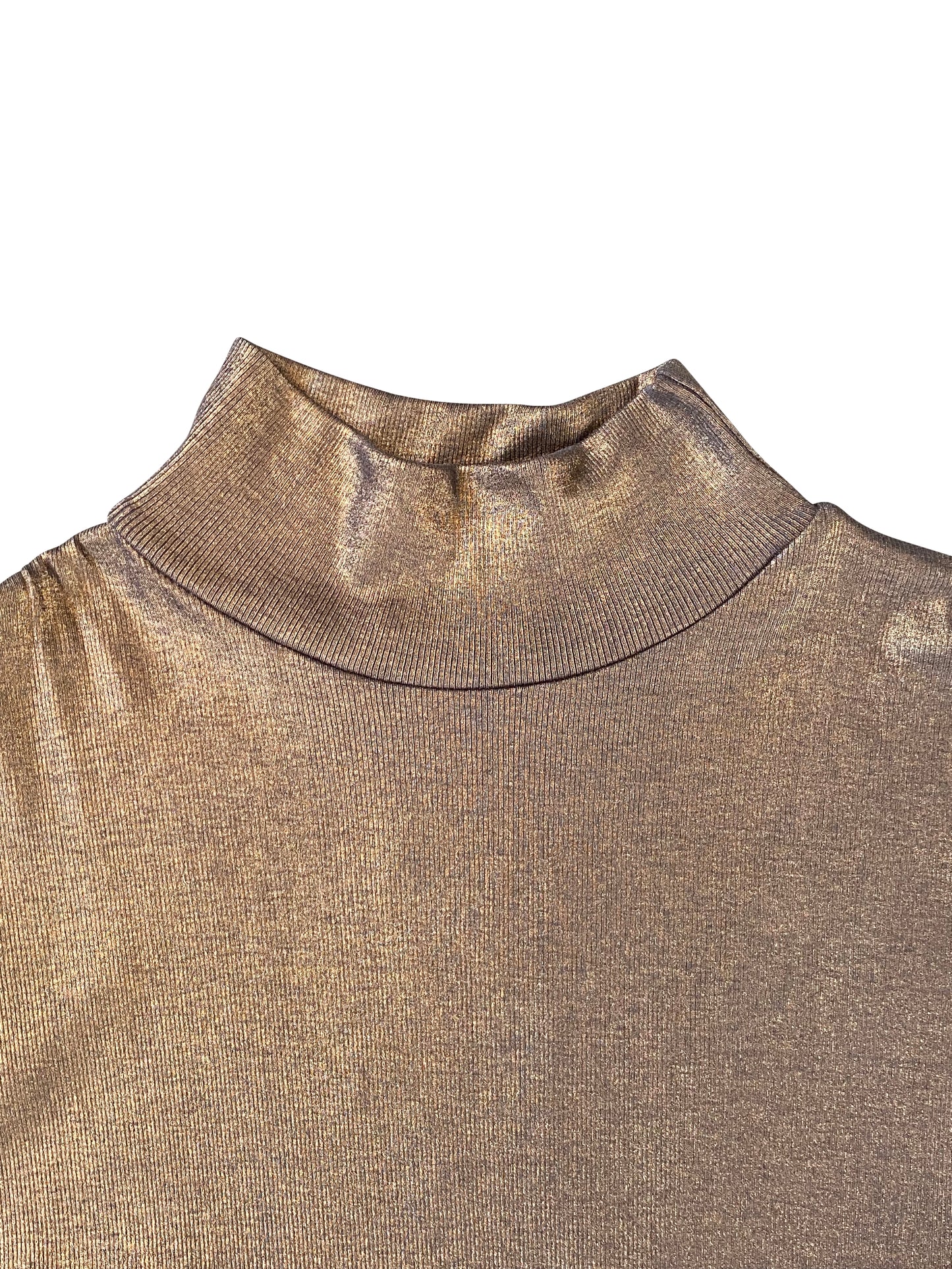 Bronze sleeveless Polo neck Top