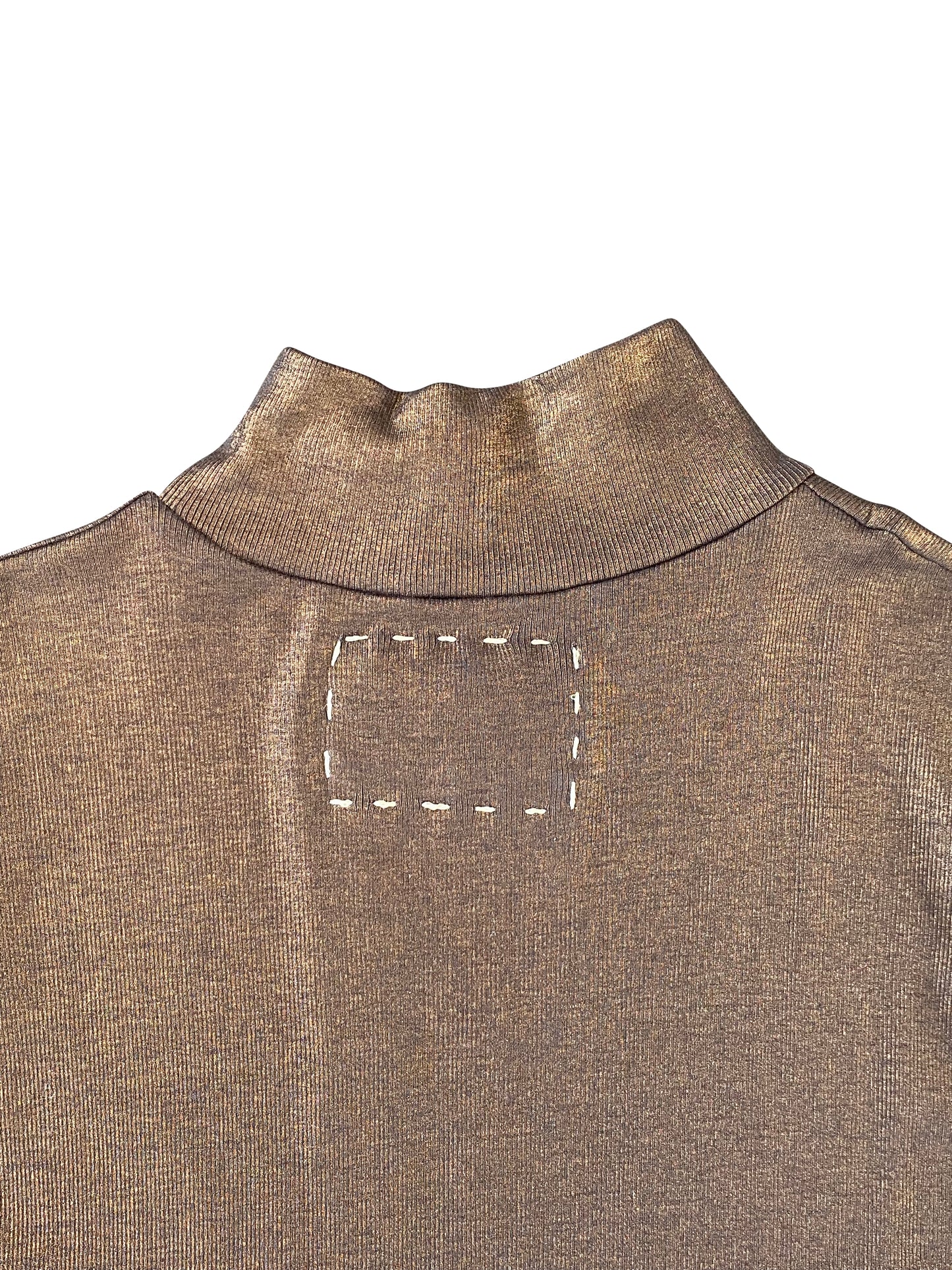 Bronze sleeveless Polo neck Top