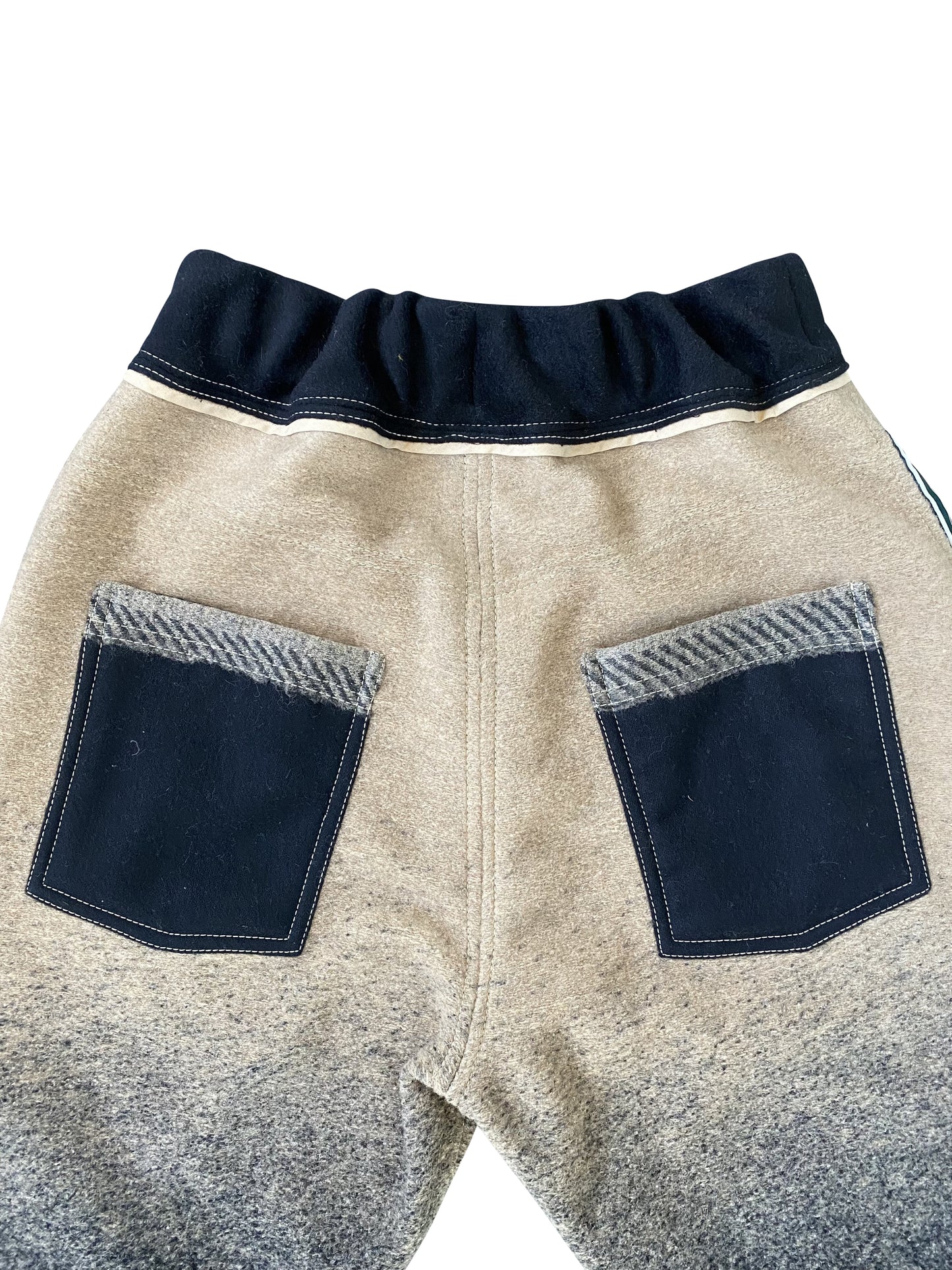 Beige & Black Ombré Arched-Leg Pants