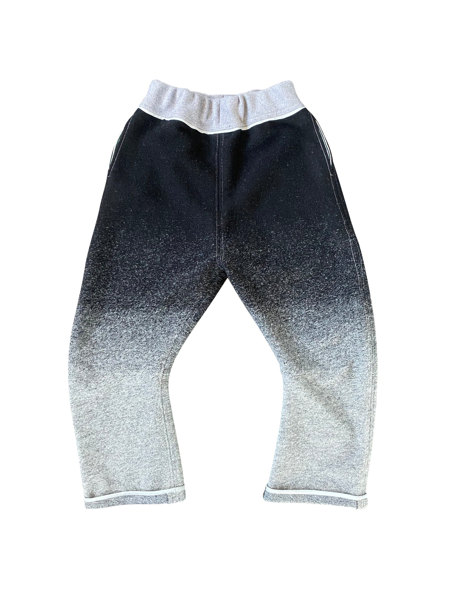 Black & Grey Ombré Arched-Leg Pants
