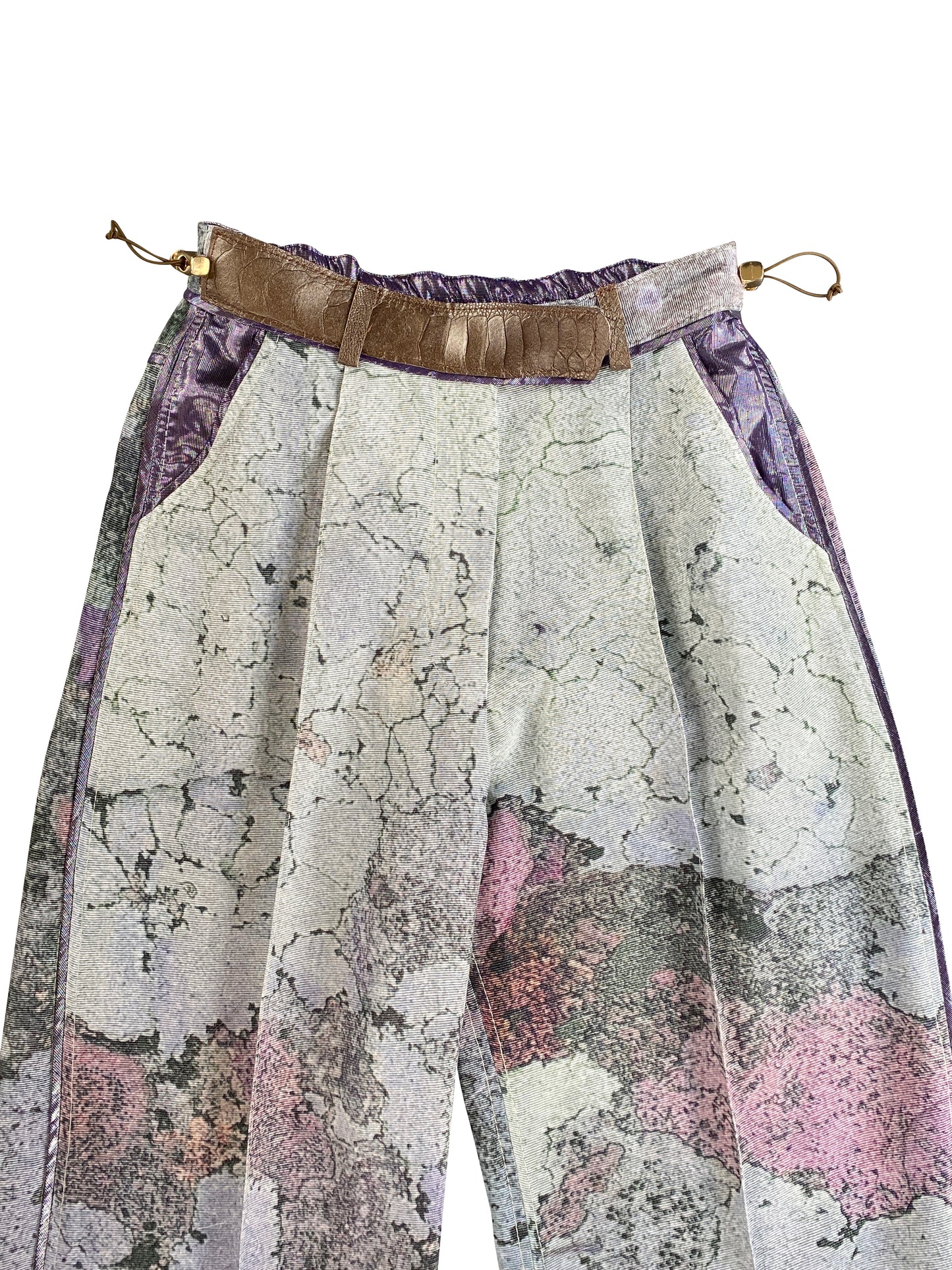 Lychem Tailored Trousers with Ostrich Shin Detail in Vintage Rayon