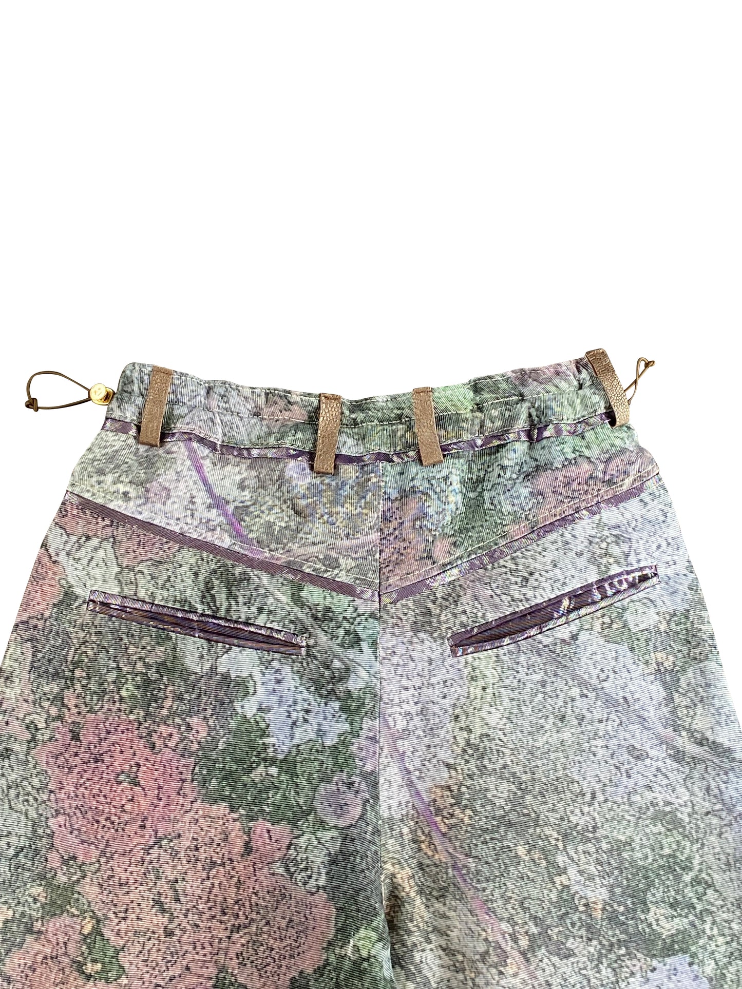 Lychem Tailored Trousers with Ostrich Shin Detail in Vintage Rayon