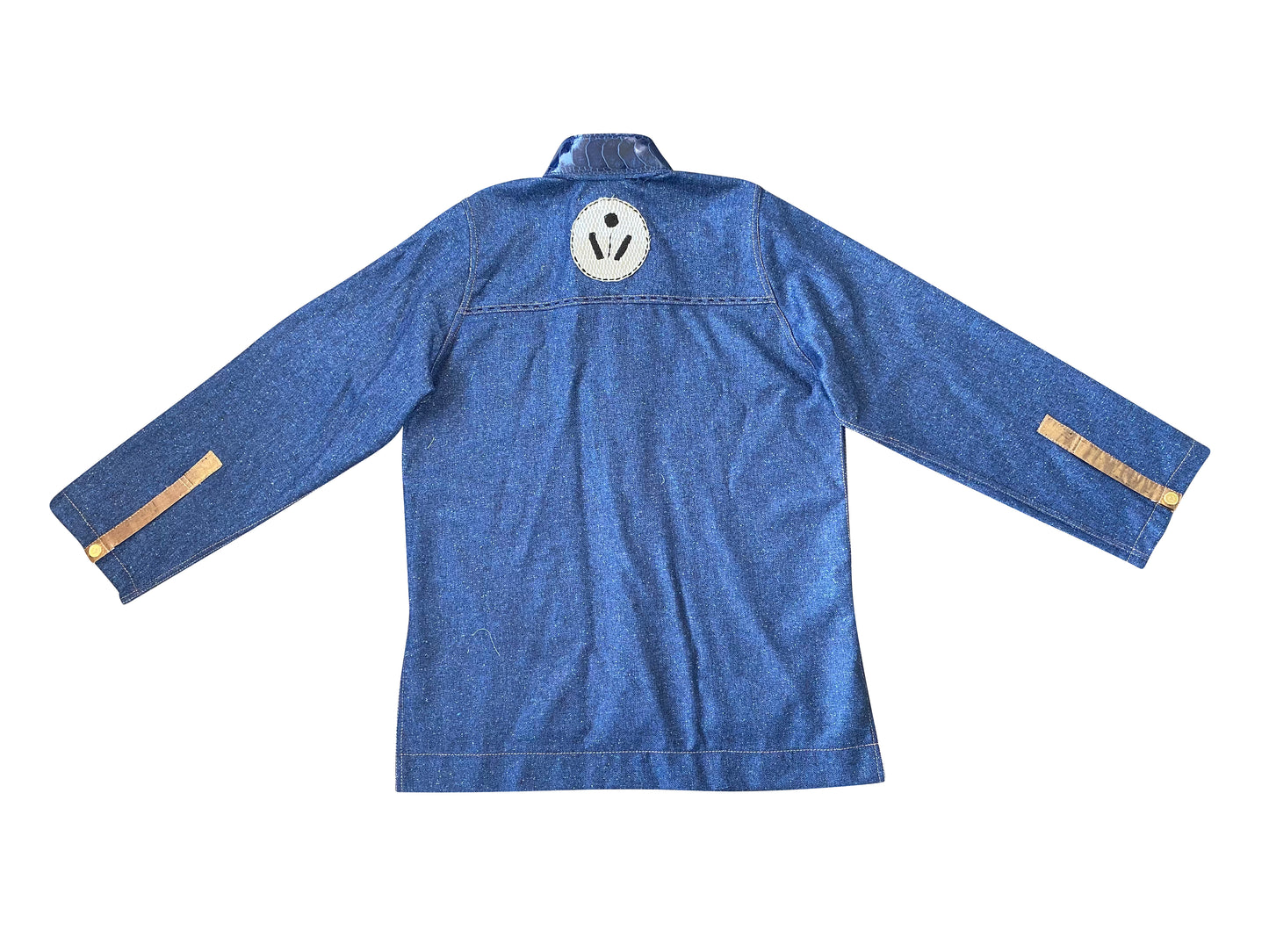 Speckled Wool Shirt with Ostrich Leather Shin Mandarin Collar