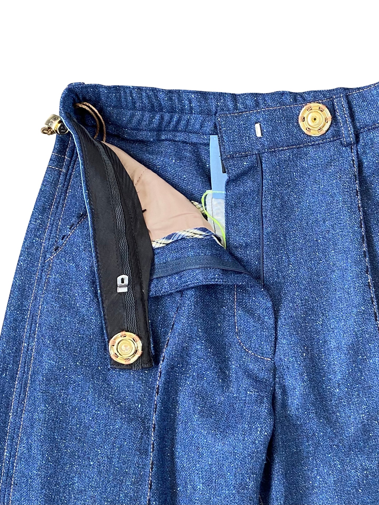 Speckled Wool Tailored Pants with Ostrich Leather Shin Details