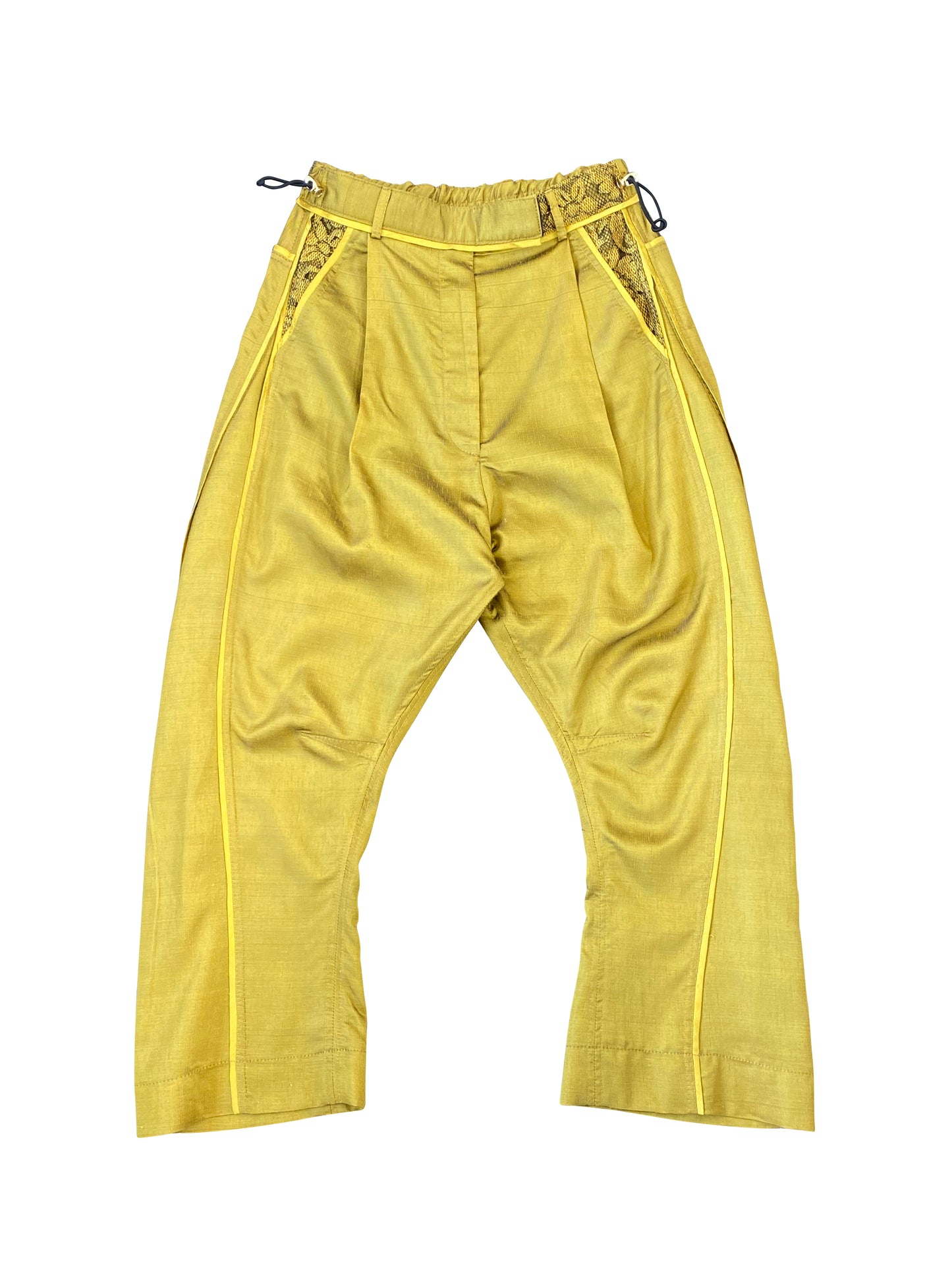 'Golden Karoo' Arched-leg Tailored Pants in Deadstock Synthetic