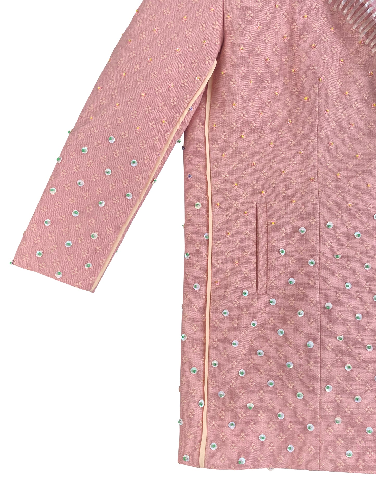 'Pink clay' Hand-beaded Artisanal Double-Breasted Tailored in Deadstock Cotton