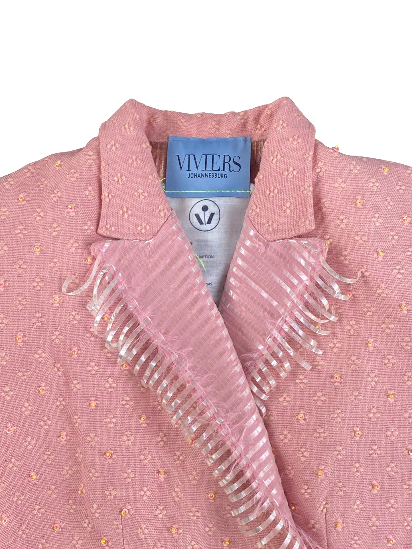 'Pink clay' Hand-beaded Artisanal Double-Breasted Tailored in Deadstock Cotton
