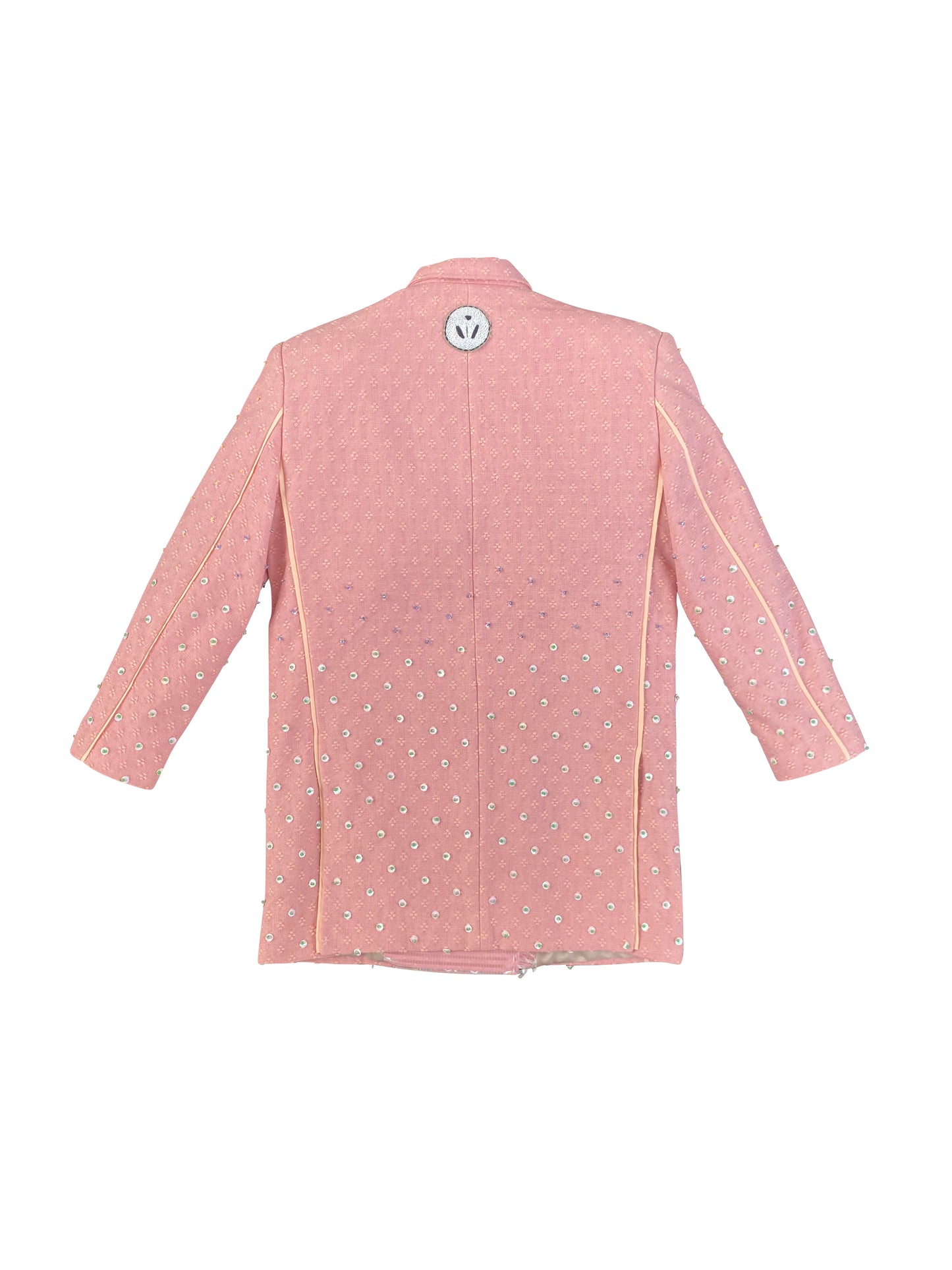 'Pink clay' Hand-beaded Artisanal Double-Breasted Tailored in Deadstock Cotton