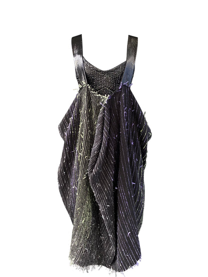 Feathered Fabrics & Mohair Studded Apron Dress with Synthetic Details And Button Sn