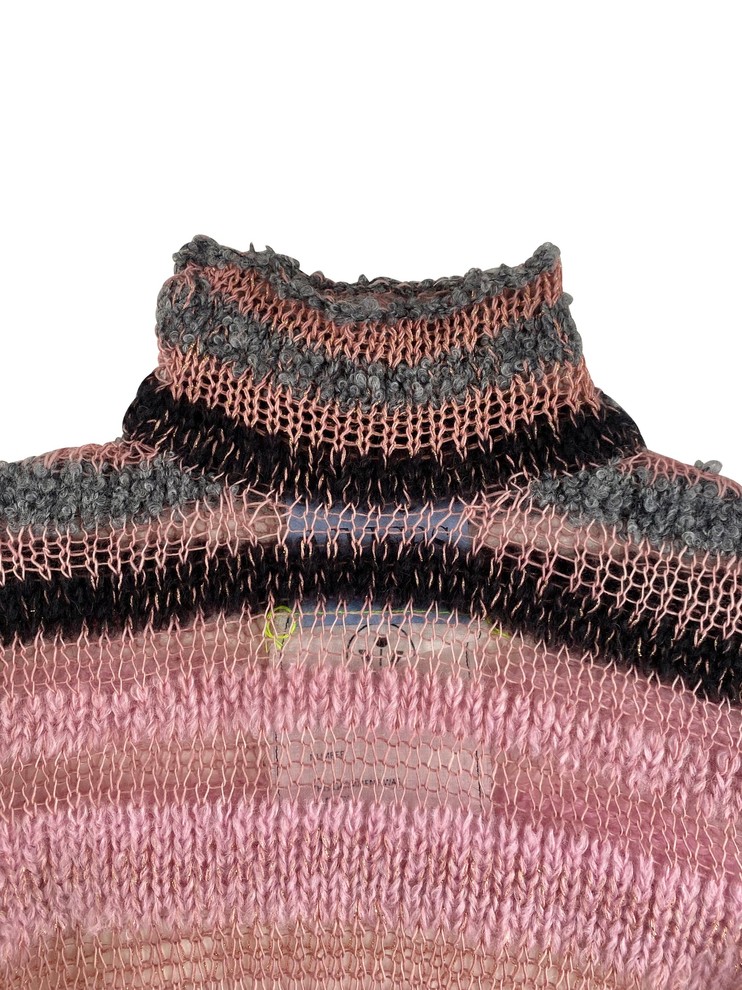 Pink Wool & Mohair Knitted Turtleneck Top