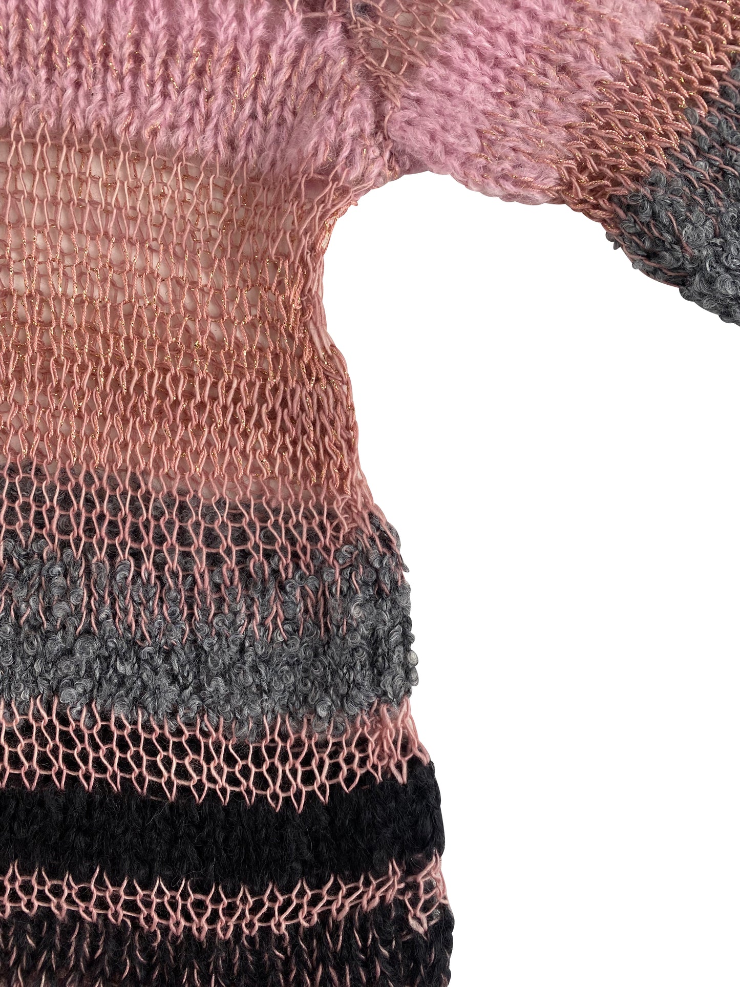 Pink Wool & Mohair Knitted Turtleneck Top