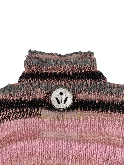 Pink Wool & Mohair Knitted Turtleneck Top