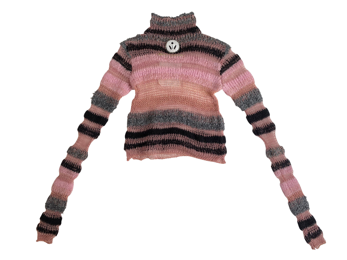 Pink Wool & Mohair Knitted Turtleneck Top