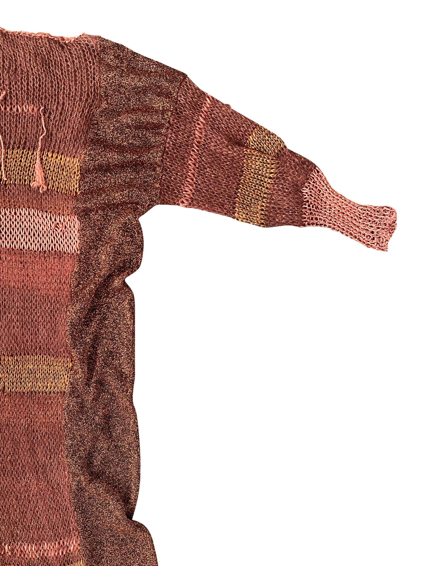 Copper Wool, Artisanal Knitted Dress in Kid-Mohair & Viscose