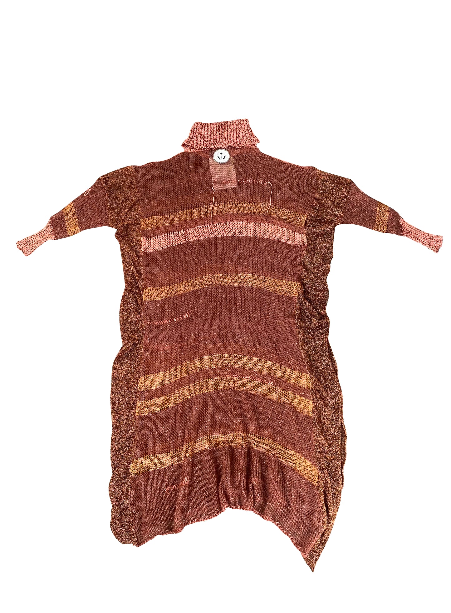 Copper Wool, Artisanal Knitted Dress in Kid-Mohair & Viscose