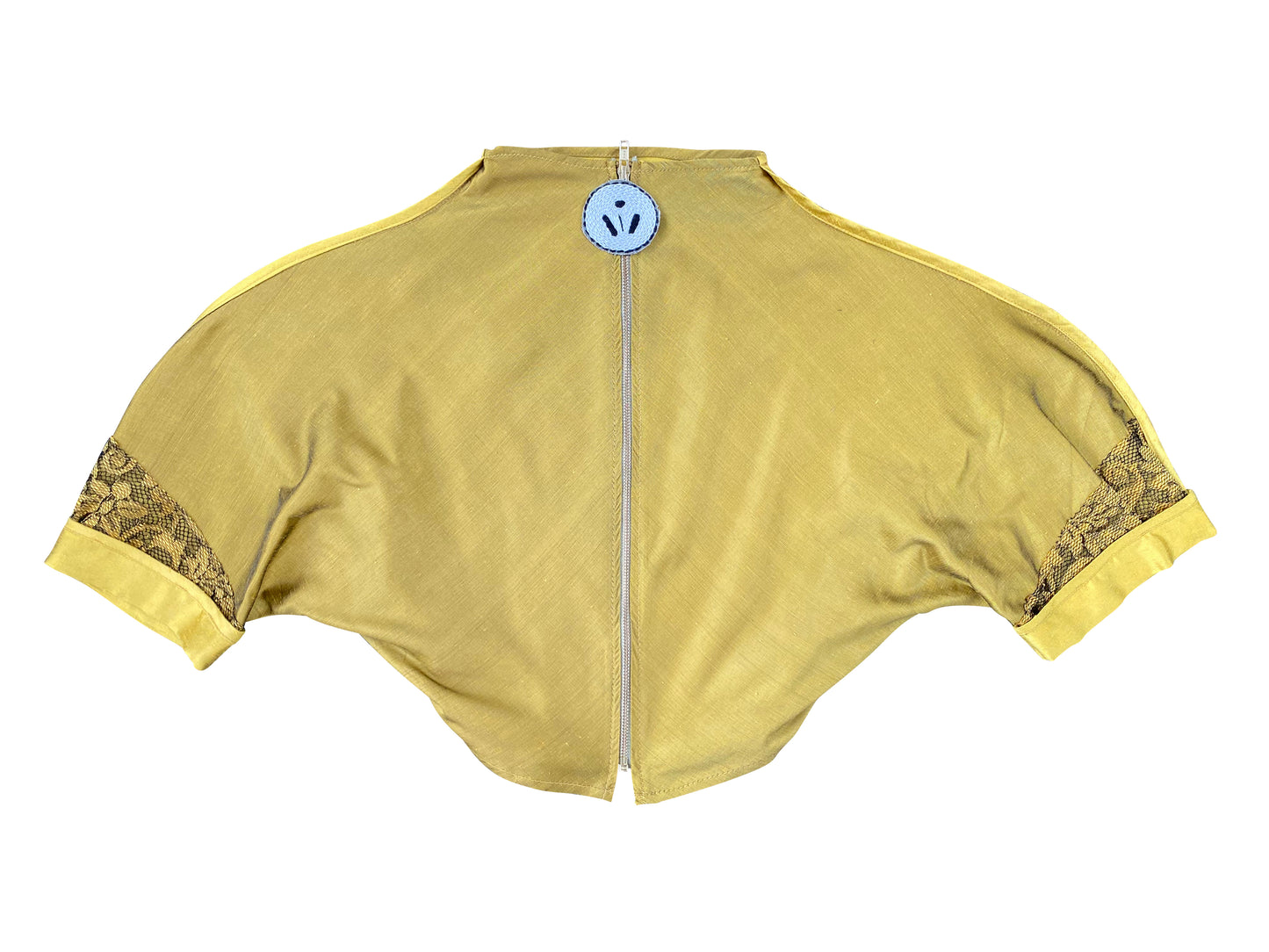 'Golden Karoo' Sculpted Crop-Top with Lace Trims