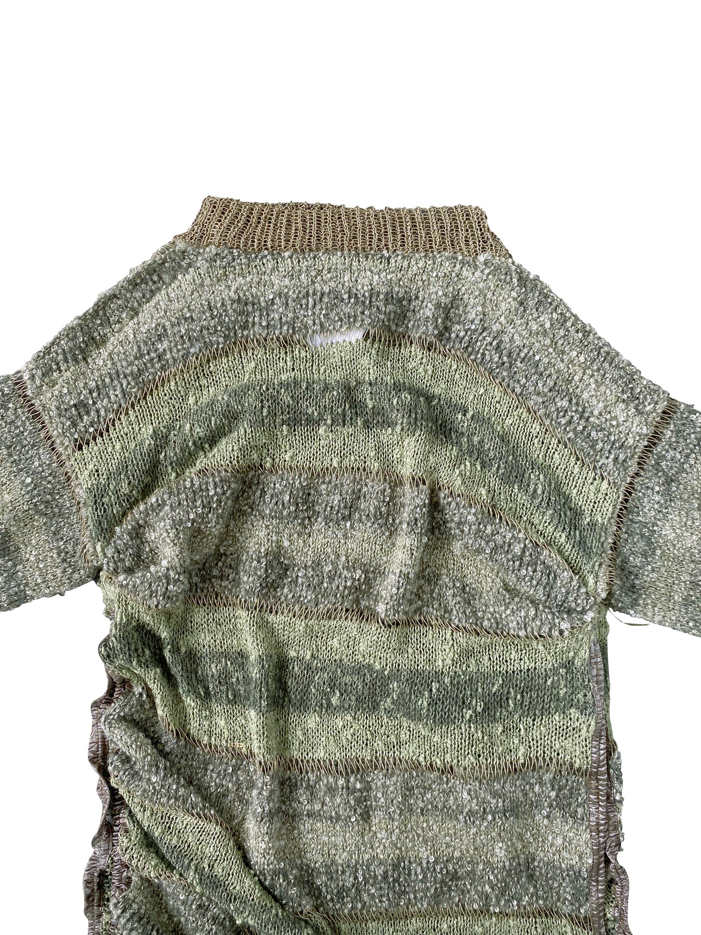 Green Moss Knitted Draped Dress with Drawstrings in Mohair, Wool & Viscose Blend